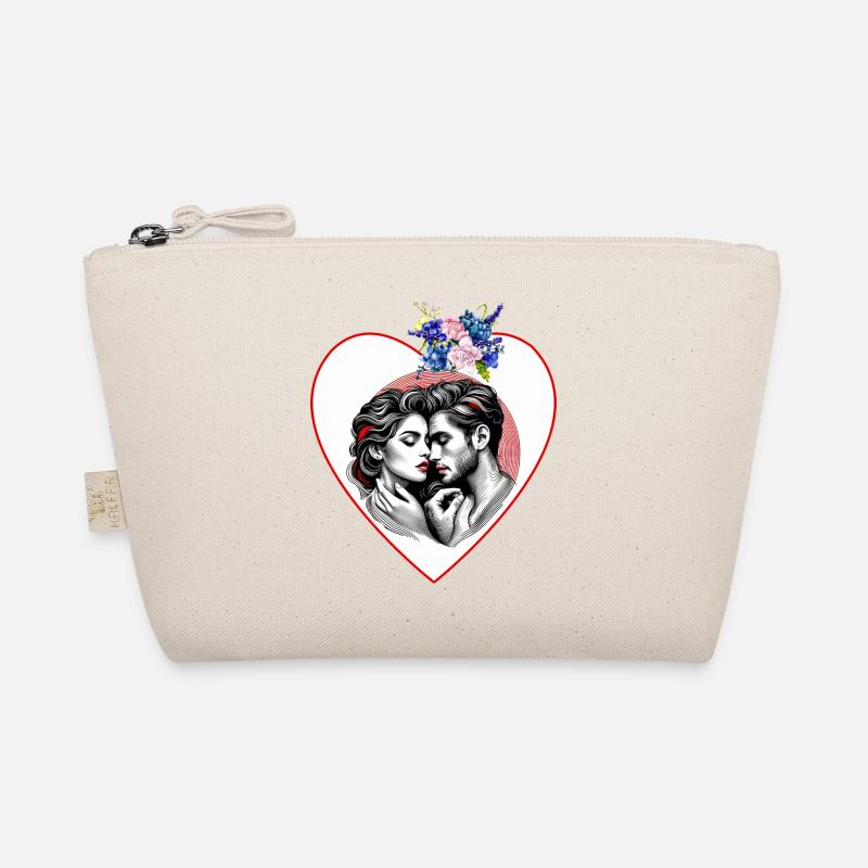 Heart duo in flower frame Organic Pouch
