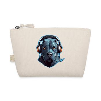 Cooler Pitbull mit Kopfhörern - Bio-Täschchen - Natur - Vorne