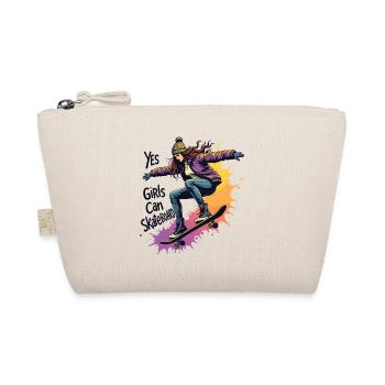 Yes, Girls Can Skateboard – Skating Girl - Organic Pouch - nature - Front