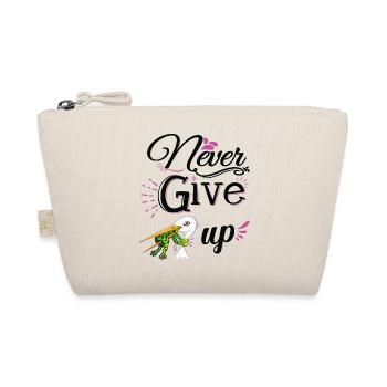 Never Give Up 🐸 Niemals aufgeben Frosch vs Storch - Bio-Täschchen - Natur - Vorne