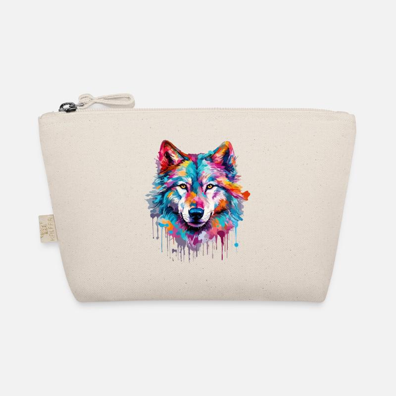 Wolf Wolf Head Predator Forest Nature Wilderness Colorful Organic Pouch