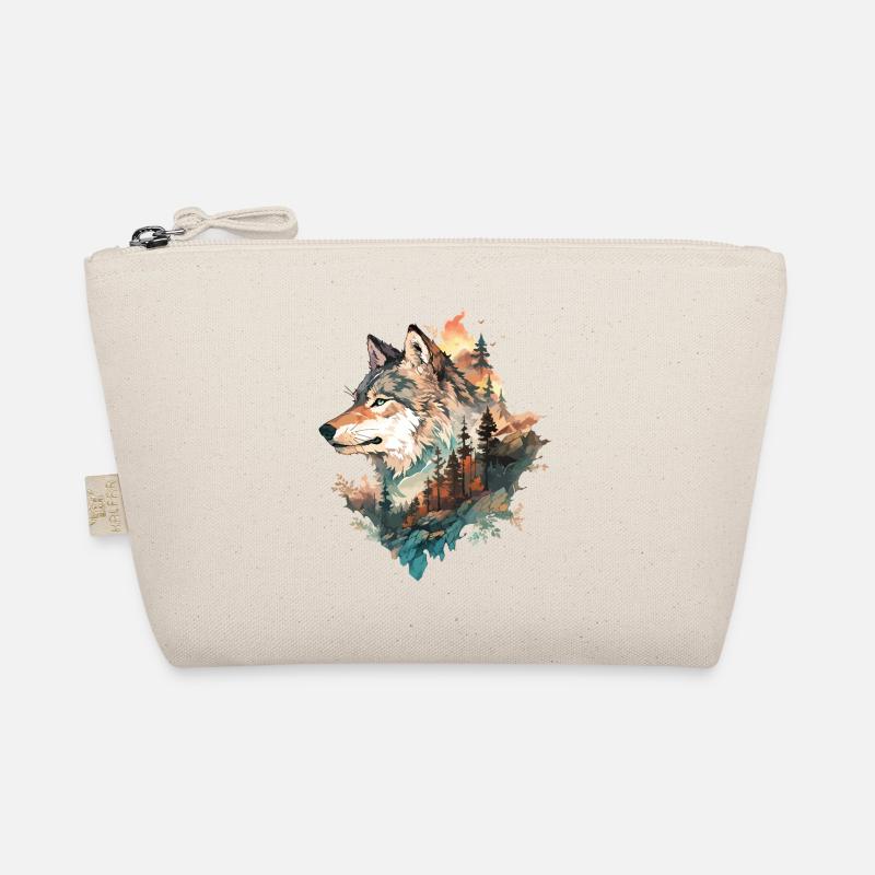 Wolf Wolf's Head Forest Nature Mountains Wilderness Sun Organic Pouch