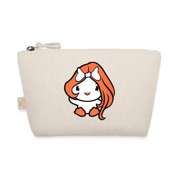 Bird Lady Woman Female Pretty Face Bow - Organic Pouch - nature - Front