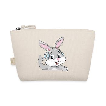 Smiling satisfied bunny in headphones - Organic Pouch - nature - Front
