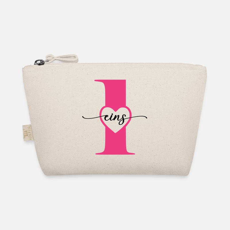 Ziffer Eins 1 mit Herz Bio-Täschchen
