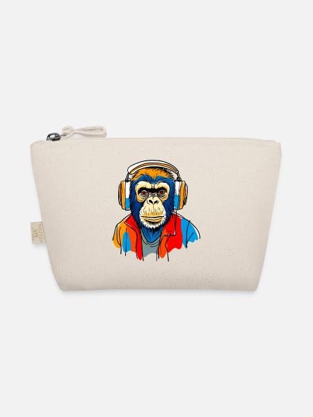 Monkey with headphones - Organic Pouch - nature - Front