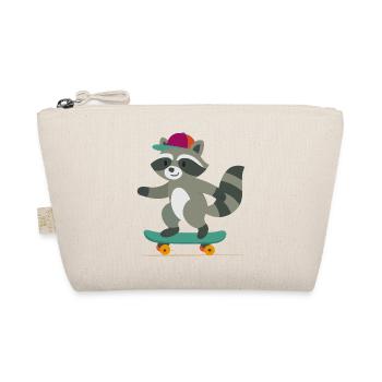 Skateboard-Waschbär mit Basecap - Bio-Täschchen - Natur - Vorne