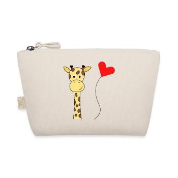 Giraffe with Heart Balloon – Cute Animal Motif - Organic Pouch - nature - Front