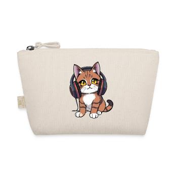 Katze mit Kopfhörer - Bio-Täschchen - Natur - Vorne