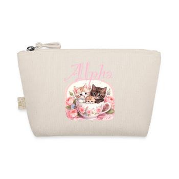 Chat dans la tasse, chat, coupe, alpha, rose, roses - Trousse biologique - nature - Devant