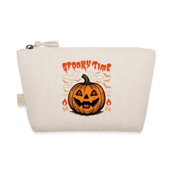 Spooky Time - Creapy süßer orangefarbener Kürbis und Fledermäuse - Bio-Täschchen - Natur - Vorne