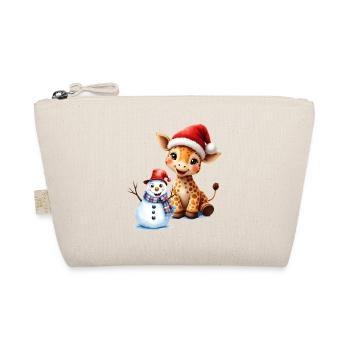 Christmas Giraffe with Hat and Snowman - Organic Pouch - nature - Front