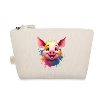 Cute pig head with color splashes - Organic Pouch - nature - Front