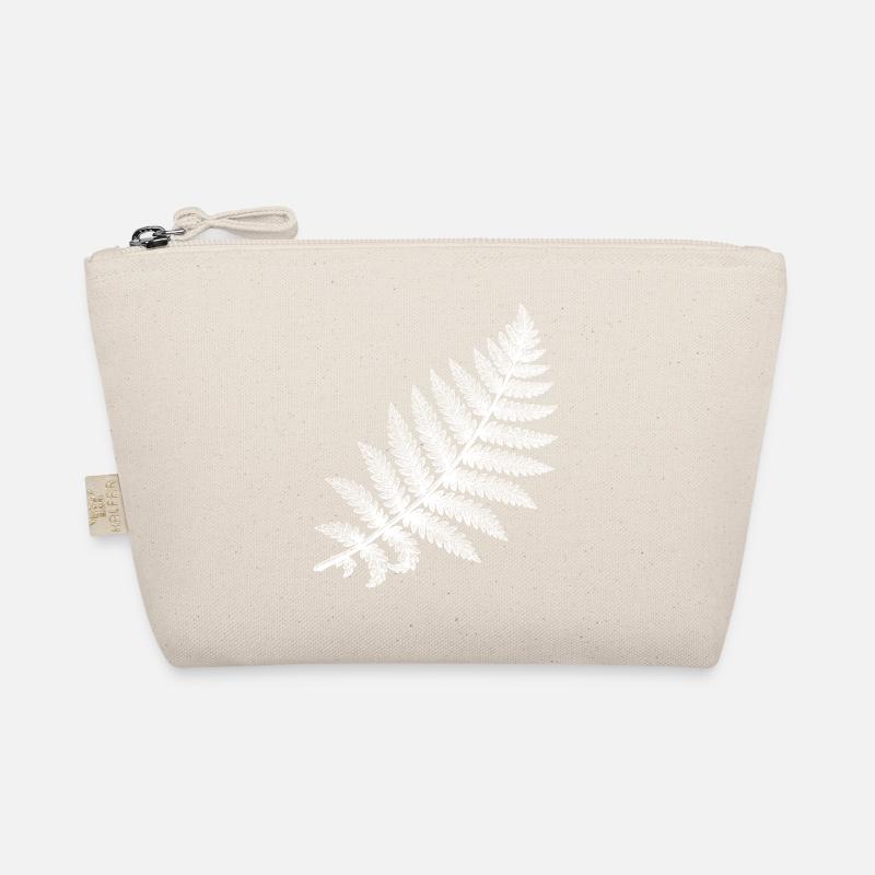 Fern leaf in white silhouette Organic Pouch