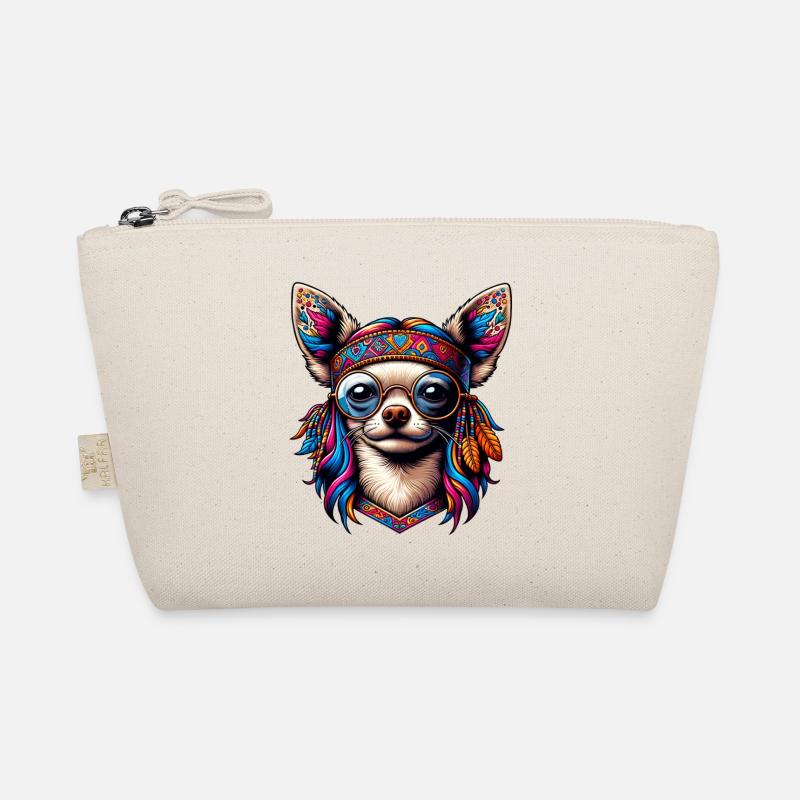 Chihuahua mit buntem Ethno-Motiv Bio-Täschchen