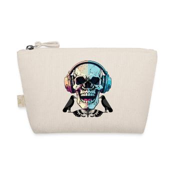 Skull in headphones – Dark musical vibrations - Organic Pouch - nature - Front