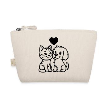 Cute dog and cute cat with heart - Organic Pouch - nature - Front