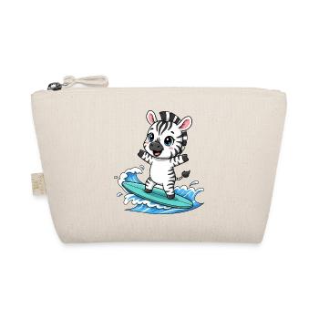 Süßes Zebra Surfer Cartoon Wellenreiten Sommer - Bio-Täschchen - Natur - Vorne