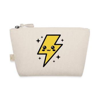 Kawaii lightning bolt with expressive face - Organic Pouch - nature - Front