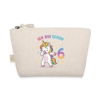 Children's Birthday 6, Dancing Funny Unicorn - Organic Pouch - nature - Front