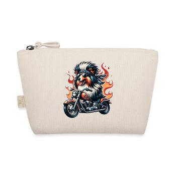 Chien motard à moto avec flammes Sheltie - Trousse biologique - nature - Devant