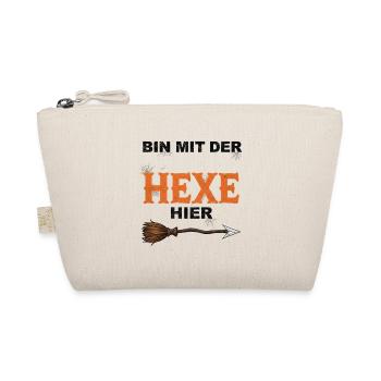 Bin mit der Hexe Lustiges Halloween T-Shirt  - Bio-Täschchen - Natur - Vorne