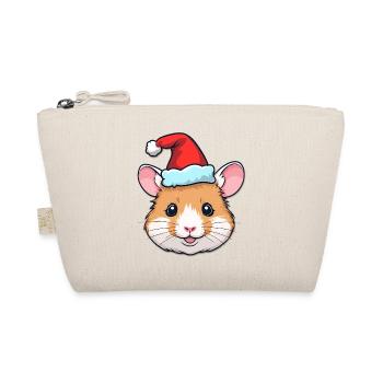 Weihnachts-Hamster mit Santa-Hut - Bio-Täschchen - Natur - Vorne
