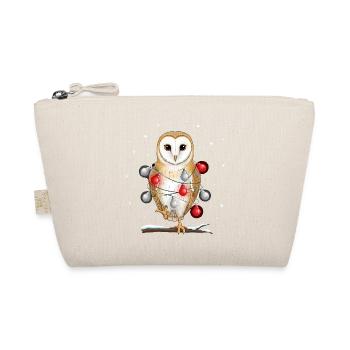 Christmas Owl with Fairy Lights - Organic Pouch - nature - Front