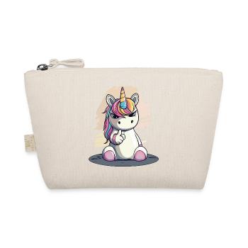 Freches Einhorn mit Zeigefinger – Cute & Cool - Bio-Täschchen - Natur - Vorne