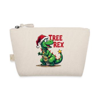 Christmas Dino – Funny T-Rex with Christmas Tree - Organic Pouch - nature - Front