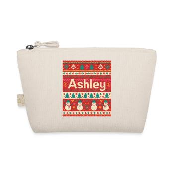 Festive Name Ashley Ugly Chrismas Style, Xmas  - Organic Pouch - nature - Front