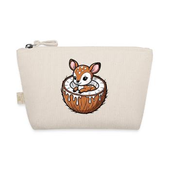 Cute Deer Deer Cartoon Palm Tree Fruit Coconut - Organic Pouch - nature - Front