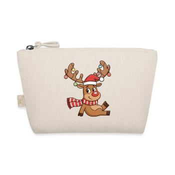 Reindeer with lights and scarf - Organic Pouch - nature - Front