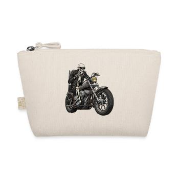 Skelett Biker auf Chopper Motorrad Retro - Bio-Täschchen - Natur - Vorne
