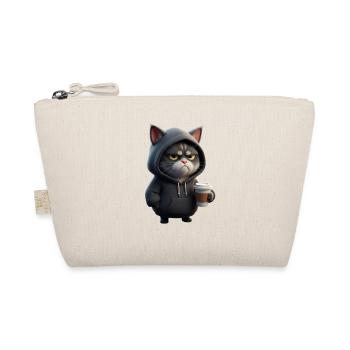 Mürrische Katze mit Coffee Cup - Organic Pouch - nature - Front