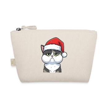 Annoyed Cat with Hat Christmas Cartoon - Organic Pouch - nature - Front