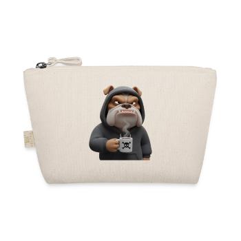 Grim Bulldog Coffee Cartoon Funny Dog - Organic Pouch - nature - Front