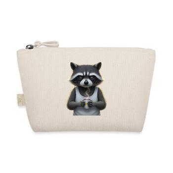 Grim raccoon with coffee cartoon humor - Organic Pouch - nature - Front