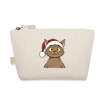 Cute Christmas cat in cute cartoon style - Organic Pouch - nature - Front