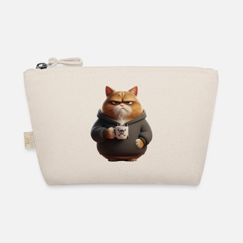 Grimmige Katze Kaffee Morgenmuffel - Bio-Täschchen - Natur