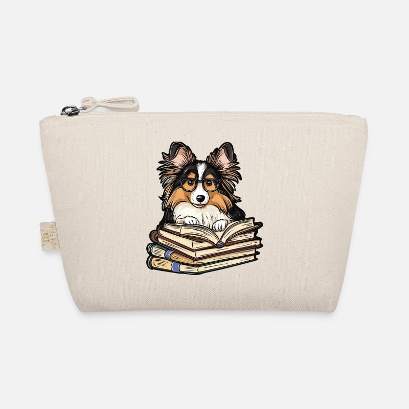 Mignon livre de lecture de chien Sheltie avec des lunettes Trousse biologique
