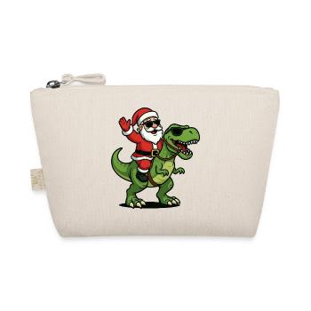 Christmas T Rex with Santa Swag - Organic Pouch - nature - Front