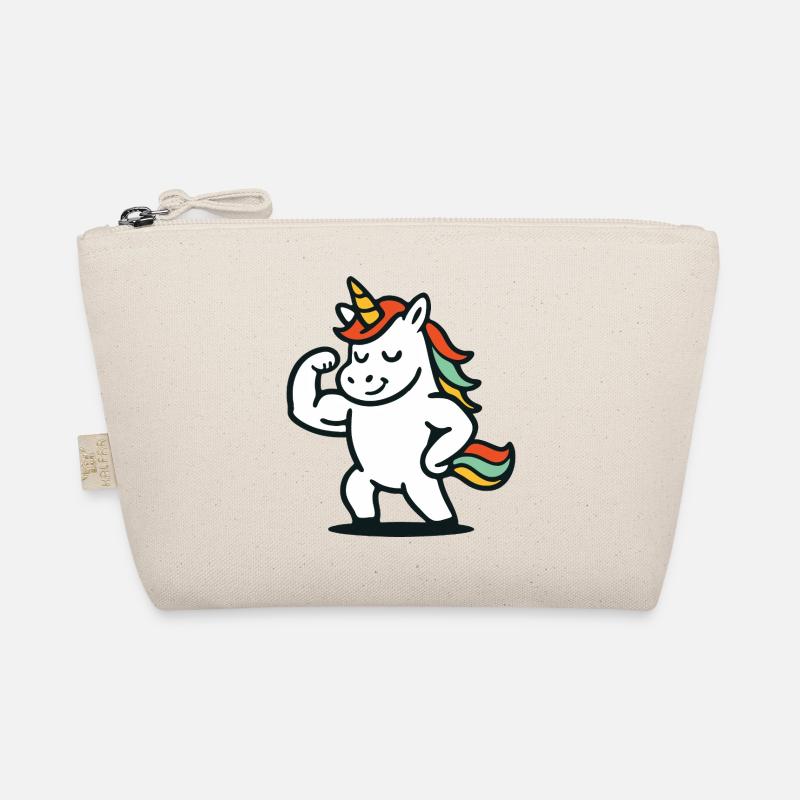 Cute Flexing Unicorn with Colorful Mane Mascot Organic Pouch
