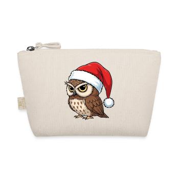 Grumpy owl with Christmas hat cartoon Christmas - Bio-Täschchen - Natur - Vorne