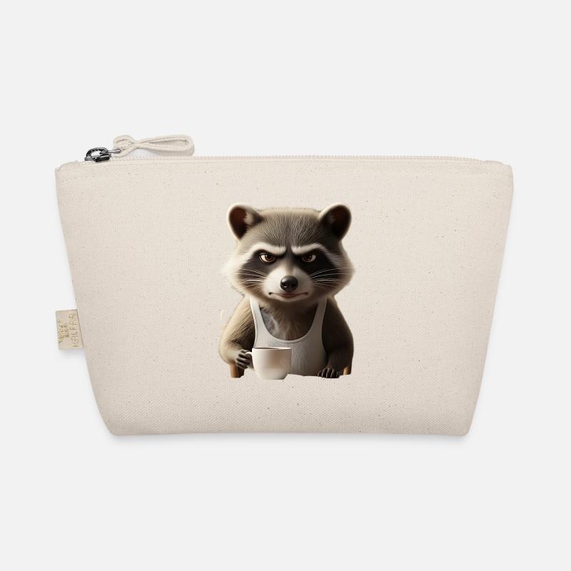 Grumpy Waschbär mit Kaffee – Morgenmuffel Design Bio-Täschchen