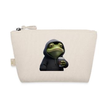 Grenouille fatiguée en sweat à capuche avec café – Drôle de design - Trousse biologique - nature - Devant
