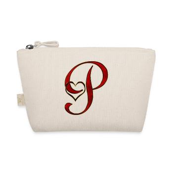 Initiale d’amour P avec un cœur en rouge doré - Trousse biologique - nature - Devant
