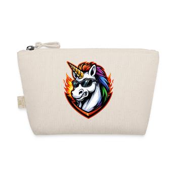 Feuerregenbogen Unicorn mit Sonnenbrille - Bio-Täschchen - Natur - Vorne