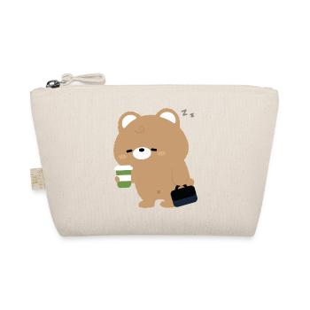 Tired brown bear with Coffee and Bag - Organic Pouch - nature - Front
