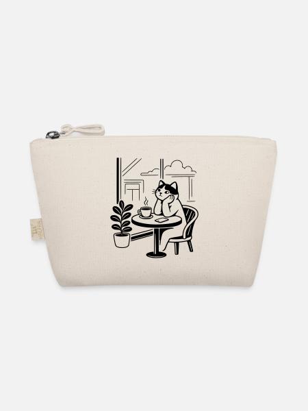 Nachdenkliche Katze Café - Bio-Täschchen - Natur - Vorne